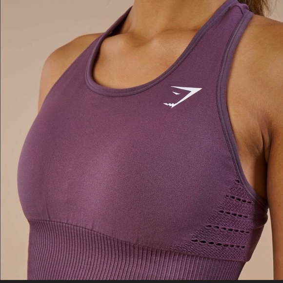 GYMSHARK Purple Wash Energy Seamless Crop Top Size Small - Picture 3 of 12